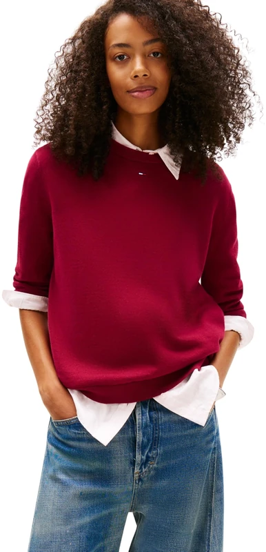 Tommy Jeans Women's Tjw Essential Crew Sweater Ext Dw0Dw20159 Pullover, Purple (Lavish Cerise), XL