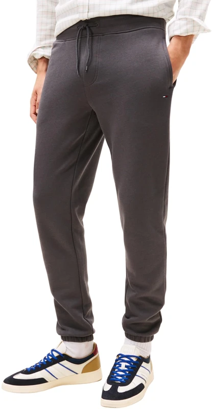 Tommy Jeans Men's Jogging Bottoms Slim Fit Flag with Drawstring, Grey (Washed Black), XS