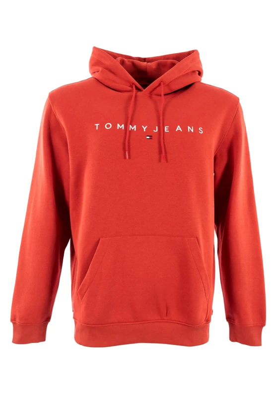 Tommy Jeans Men's TJM REG LINEAR LOGO HOODIE EXT DM0DM20746 Pullover Hoodie, RED (Terracotta Red), S