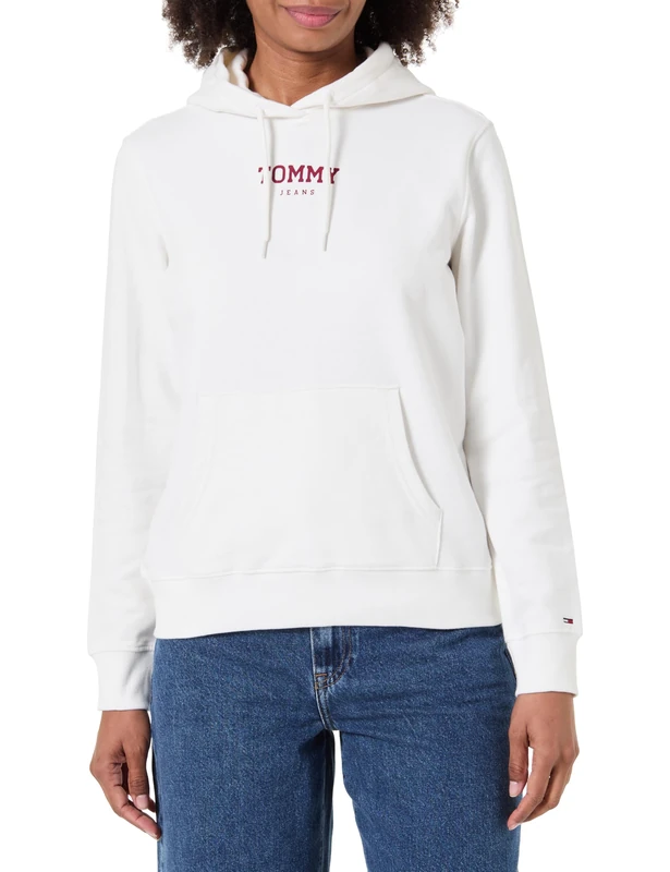 Tommy Jeans Women's Tjw Reg Ess Logo 2 Hoodie Ext Dw0Dw21921 Pullover, White (Ecru), XXL