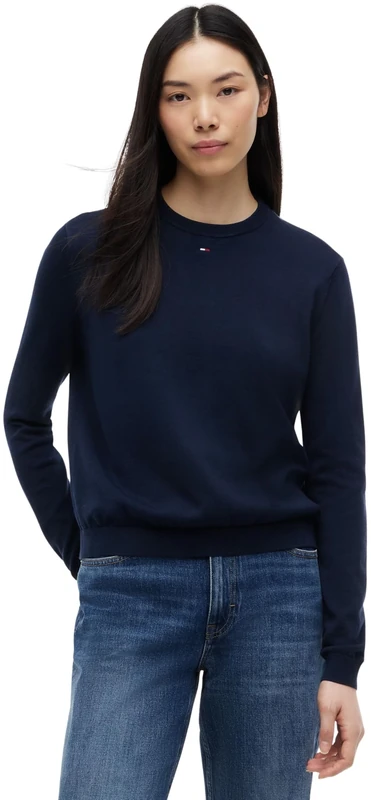 Tommy Jeans Women’s Essential Crew Cotton Jumper, Blue (Dark Night Navy), 1XL