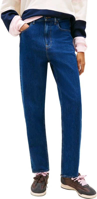 Tommy Jeans Women's Jeans Mom Tapered Fit, Blue (Denim Dark), 32W/30L