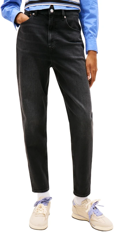 Tommy Jeans Women's Mom Jean Uh TPR Bi5181 Dw0Dw22442 Tapered, Denim (Denim Black), 31W x 30L