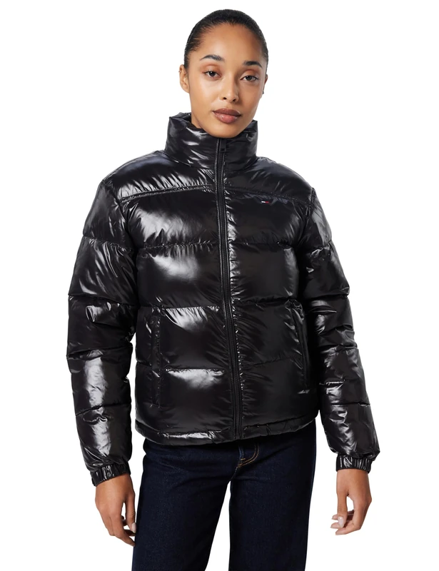 Tommy Jeans Women's Tjw Pckbl Hd Ess Pffr Shiny Ext Dw0Dw22039 Puffer Jacket, Black (Black), XS