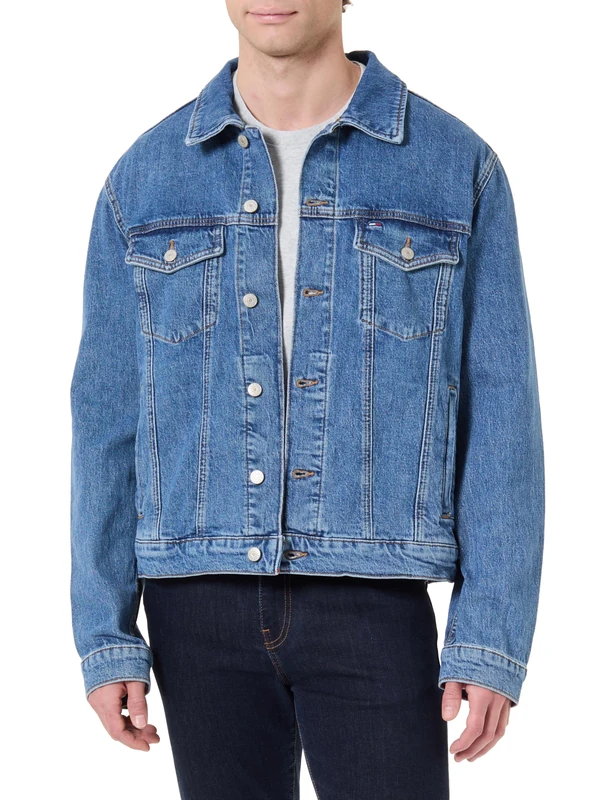 Tommy Jeans Men's Ryan Rglr Trckr Jckt Ext Ci8132 Dm0Dm22635 Trucker Jacket, Denim (Denim Medium), XS