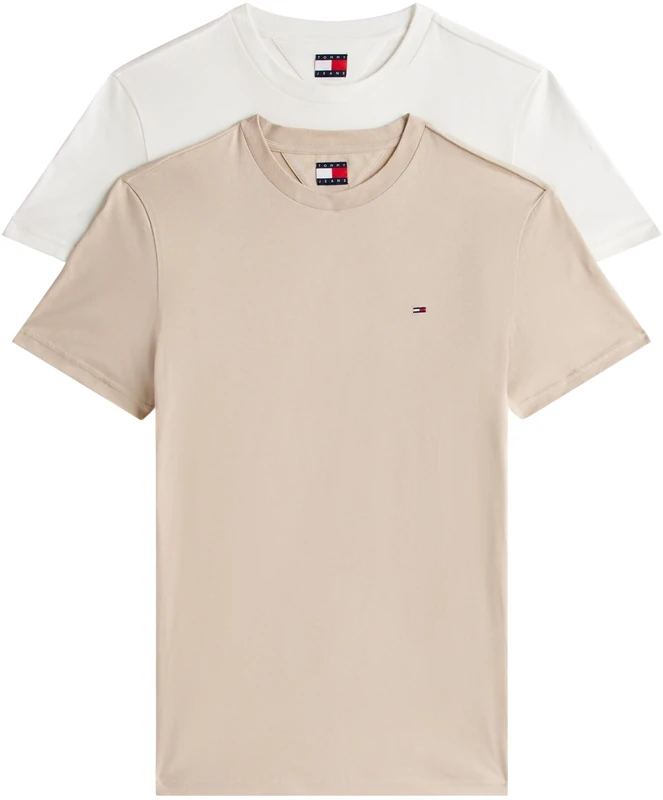 Tommy Jeans Men's TJM XSLIM 2PACK Jersey TEE EXT DM0DM20687 S/S T-Shirt, Multi (Ecru/Gulf Sand), 3XL - Image 1