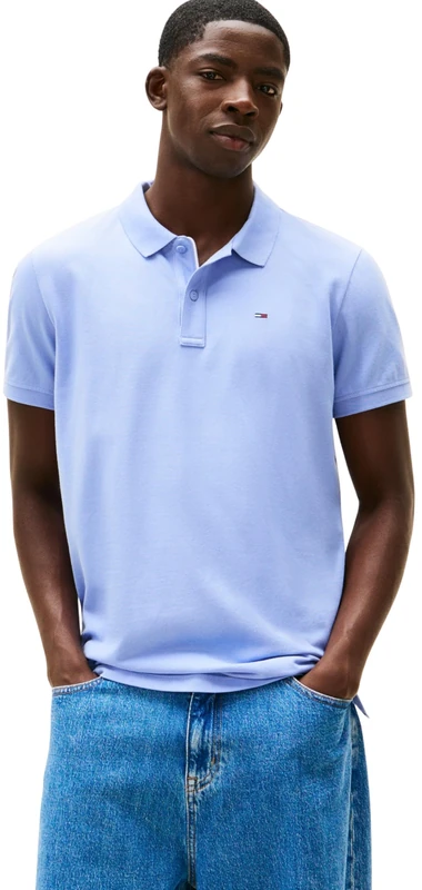 Tommy Jeans Men's TJM Slim Placket Polo EXT DM0DM20676 S/S Polo, Blue (Nordic Iris), L