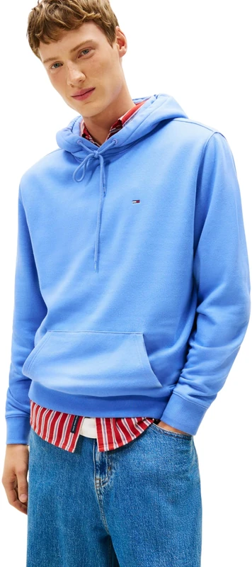 Tommy Jeans Men's TJM Reg S Flag Hoodie Ext Dm0Dm20742 Pullover, Blue (Light Horizon Blue), XXL
