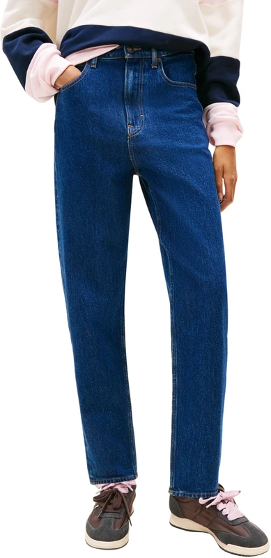 Tommy Jeans Women's Mom Jean Uh TPR Ai4159 Dw0Dw22446 Tapered, Denim (Denim Dark), 34W x 32L