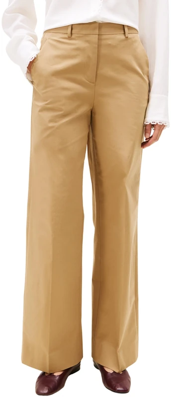 Tommy Hilfiger Women's Cotton Wide Leg Pant WW0WW49471 Other Pants, Beige (Driftwood Taupe), 34