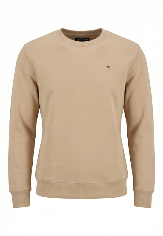 Tommy Jeans Men's TJM Reg S Flag Crew Ext Dm0Dm20741 Pullover Sweatshirt, Beige (Gulf Sand), XXL