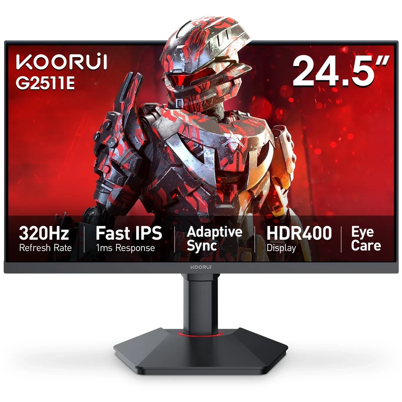 KOORUI 25 Inch Gaming Monitor,FHD 1080P,320Hz, IPS,1ms, Adaptive Sync, Lifting Adjustable, VESA Mountable, HDMI/DP, Low Blue Light, 99% SRGB