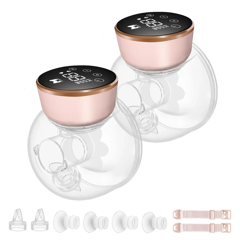 MOMAINI Wearable Breast Pump, Hands-Free Ultra Quiet Electric Breast Pump with 3 Modes & 9 Suction Levels, Leak-Proof Design, 19/21/24MM Flanges, Portable for Nursing Moms (2 Sets)