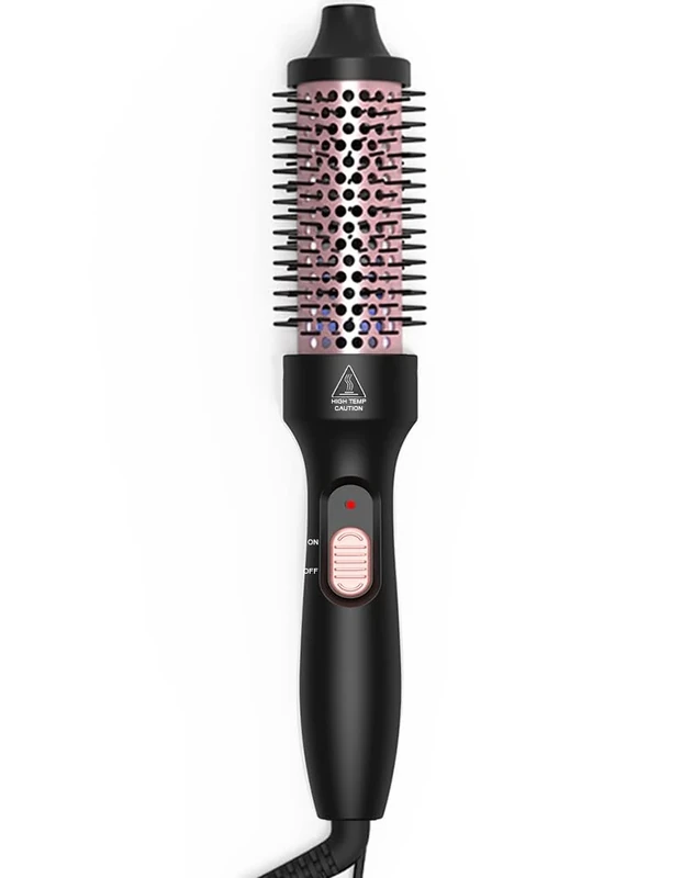 Thermal Brush, 32mm Barrel Hot Hair Brush Heated Round for Women, Heated Curling Iron Create Natural Curls Dual Voltage, UK Plug, Rose Gold