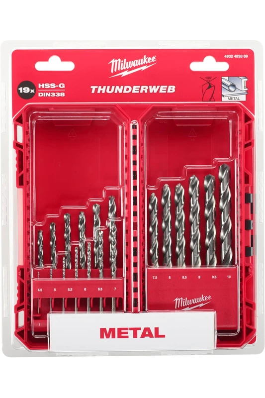Milwaukee 19 Piece THUNDERWEB HSS-G Metal Drill Bit Set in PACKOUT Compatible Case