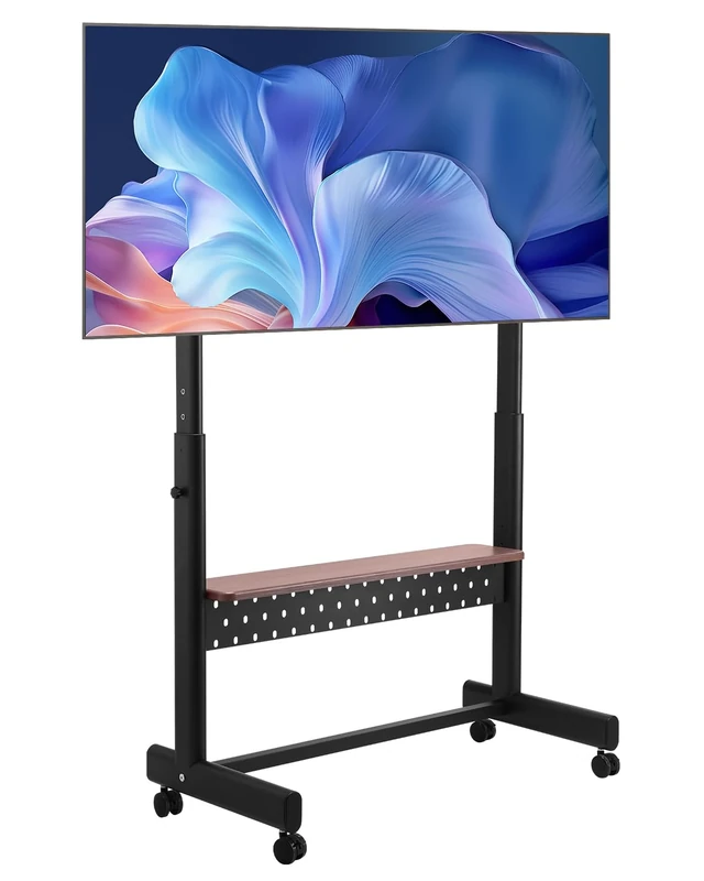 VEVOR Rolling TV Stand, Mobile TV Cart for 55-100 Inch Screens, Height Adjustable Portable Monitor Stand with Tray, Holds up to 205 lbs for Living Room, Bedroom, Office, Outdoor Max VESA 800 x 600 mm