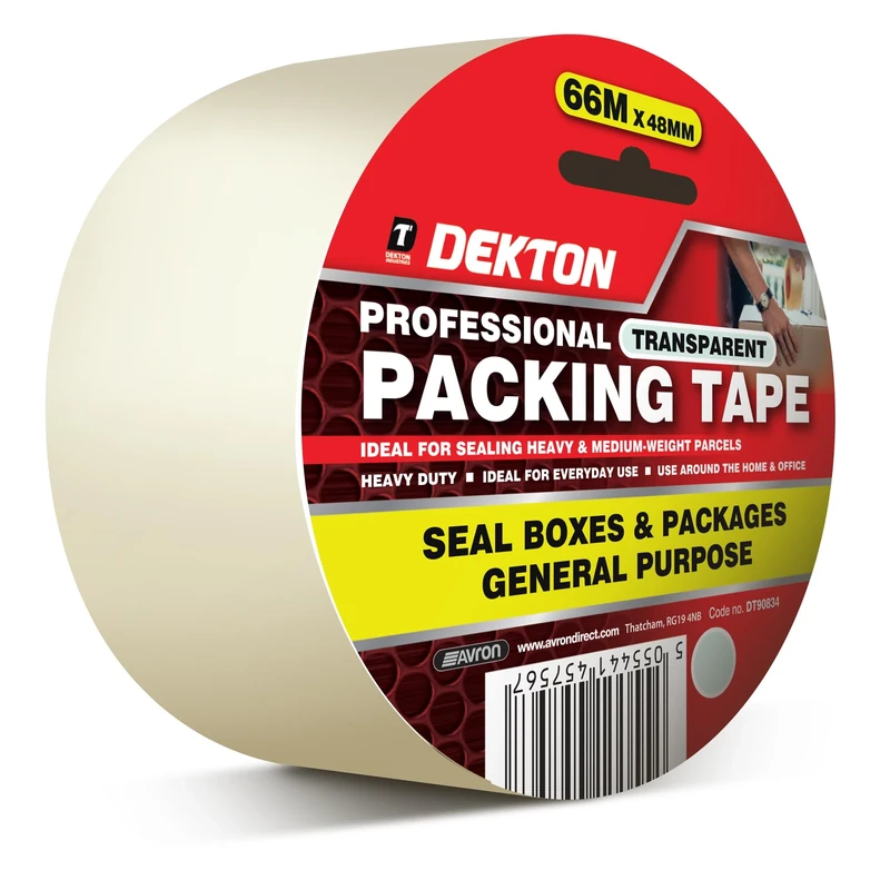 DEKTON Clear Tape 66M x 48MM 45 Micron - Strong Adhesive Clear Packing Tape for Sealing, Wrapping & Shipping | Tear-Resistant | Multipurpose Tape for Home, Office, and Warehouse Use