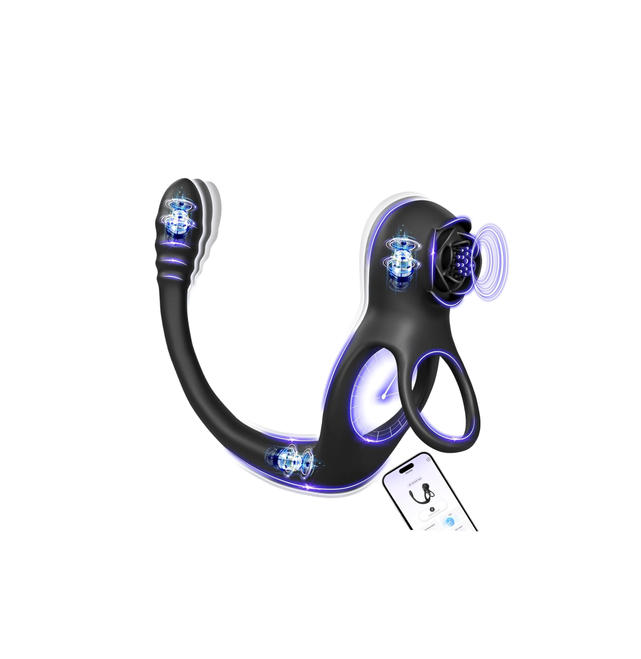 Vibrating Cock Ring AI Sync Super Couples Sex Toys, Double Penis Ring Enhance Erection, Male Sex Toy with 10x10 Vibration Modes, SAMCHEON Adult Toys for Perineum Prostate Massage Clitorise Stimulator