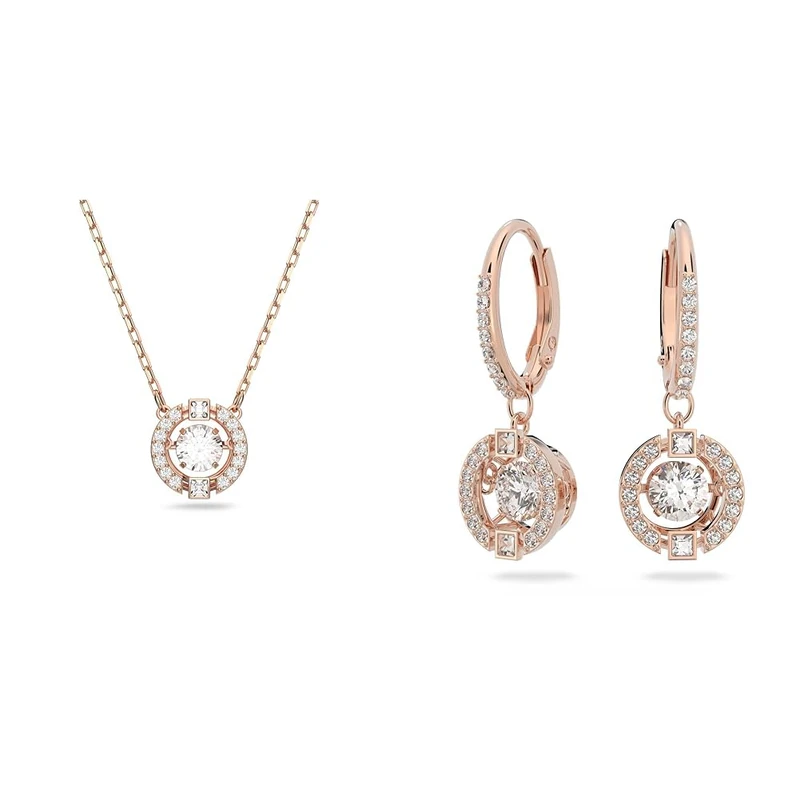 Swarovski Una Collection, necklace & earrings, Rose gold plated