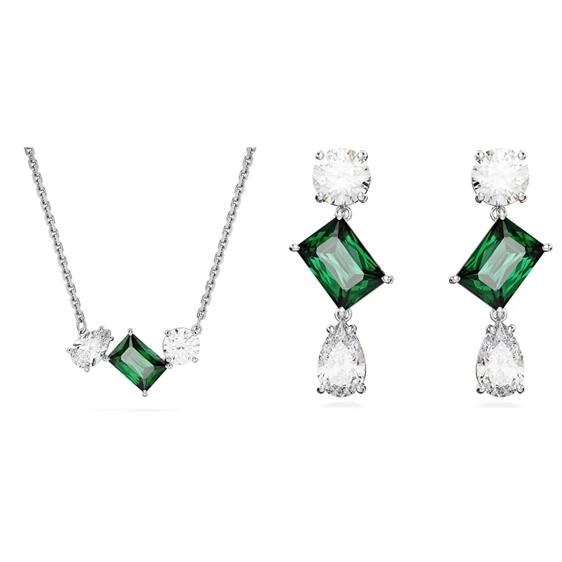 Swarovski Mesmera Collection, necklace & earrings, green