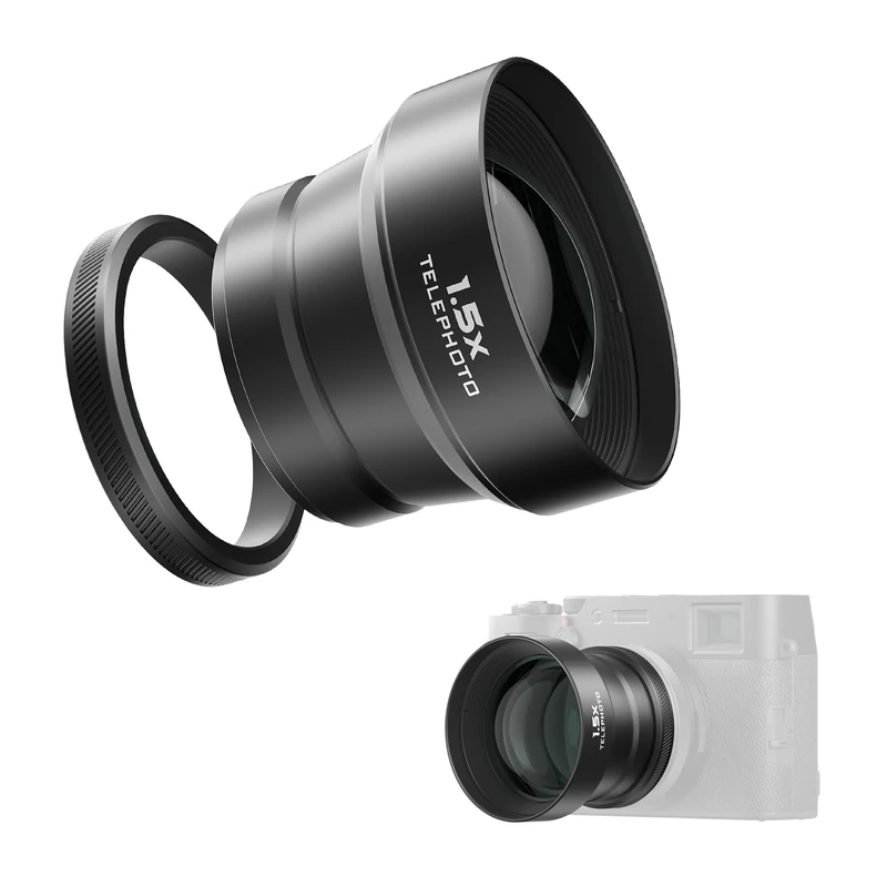 Freewell 1.5X Telephoto Lens Compatible with Fuji X100VI X100V, Enhanced Zoom and Lightweight Design(Black)