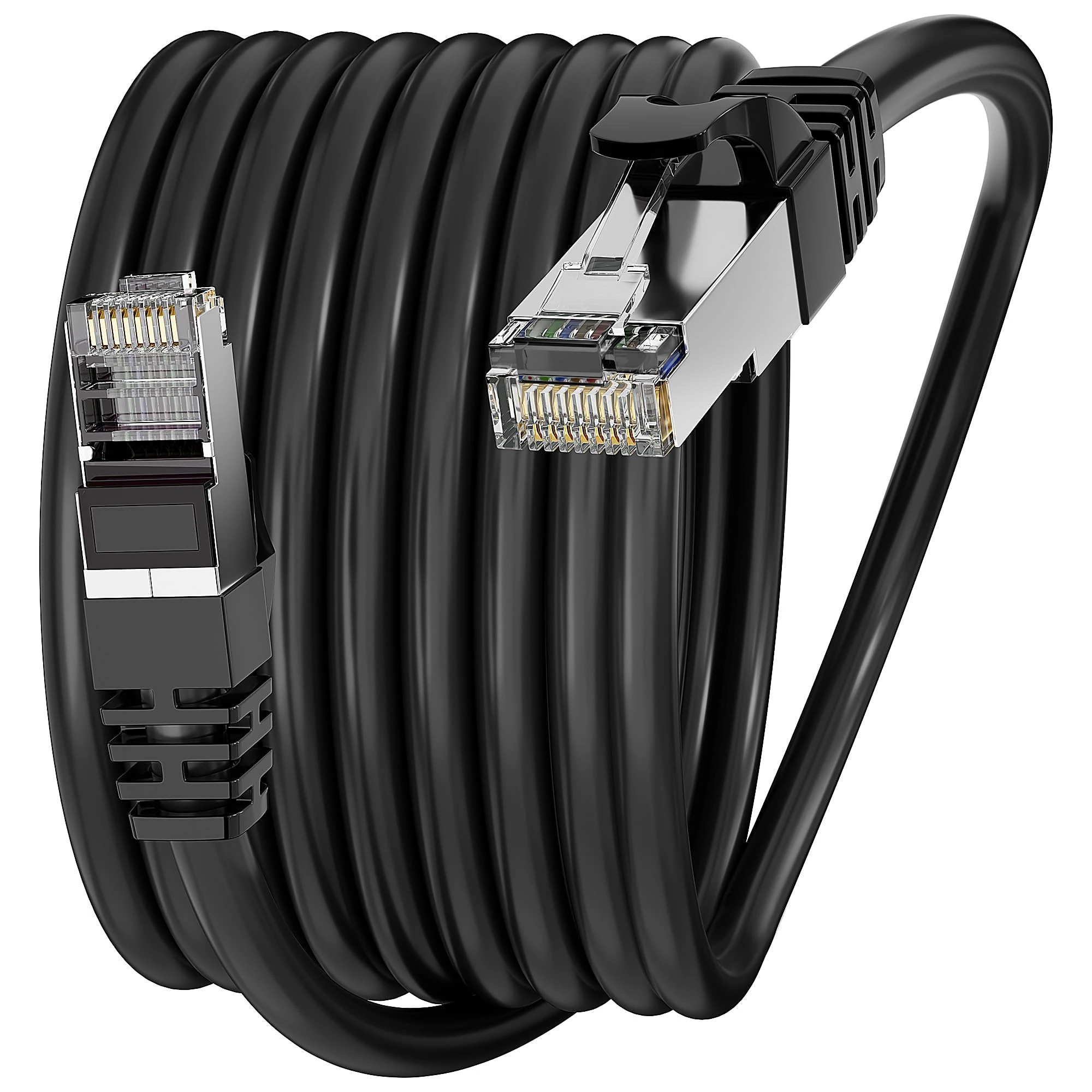 Soibke Ethernet Cable 12m, Long Ethernet Internet Cable High Speed Cat 6 FTP Shielded, 23AWG Network Cable 12 meter Black - 10/100/1000Mbps, Cat 6 Lan Cable For Home/Router/Switch