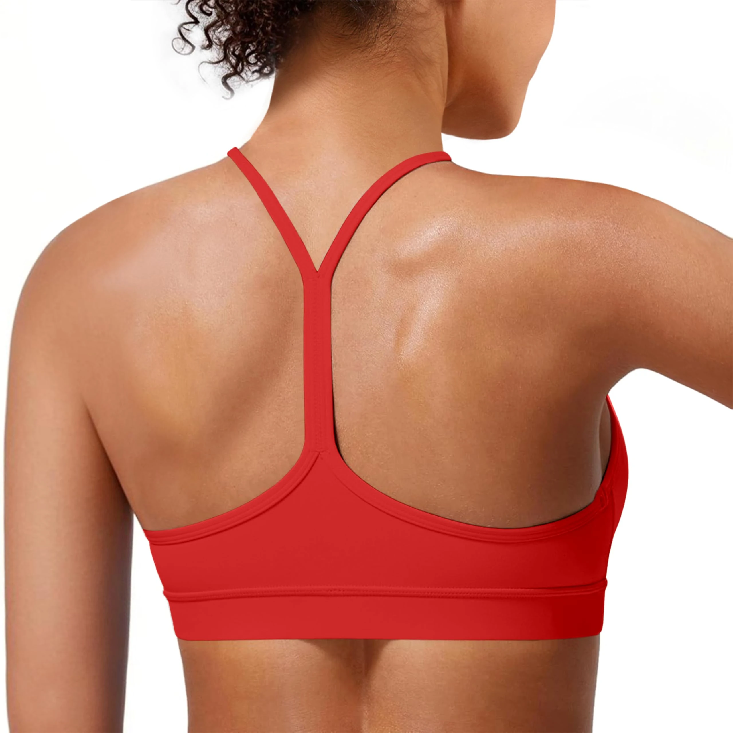MIRITY Padded Y-Back Sports Bra for Women - Racerback Low Impact Spaghetti Strap for Yoga Workout Top DarkRed
