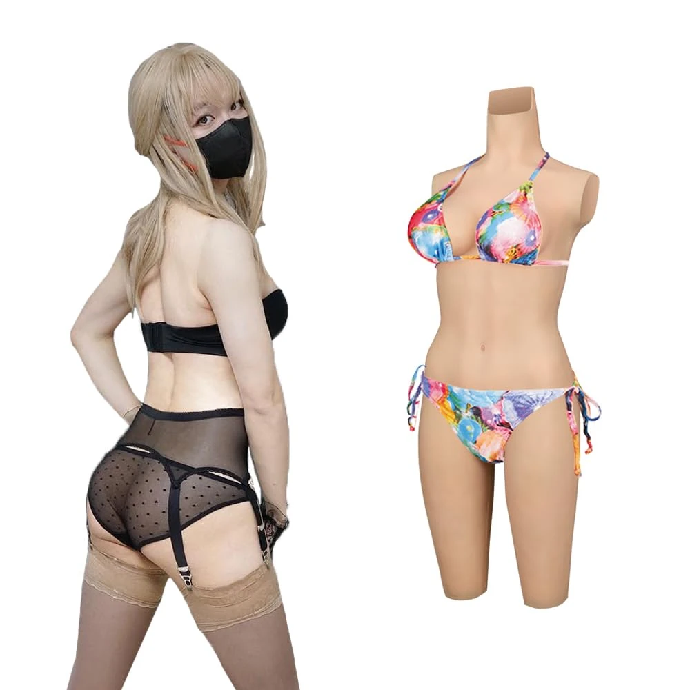 Peikey Silicone Breastplate D CUP Bodysuit for Crossdressers Drag Queen Cosplay
