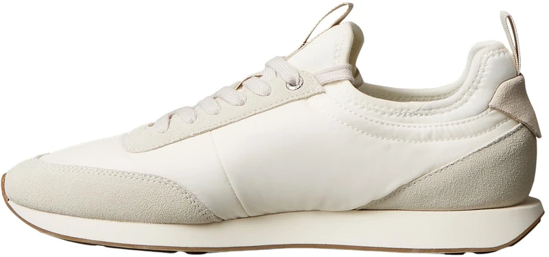 Calvin Klein Men's Retro Runner Sock Laceup Mix MAT YM0YM01414 Low Top, Beige (Marshmallow/Eggshell), 10.5