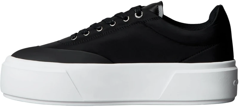 Calvin Klein Women's Flatform Trainers Lace-up Mix with Platform Sole, Black (Black/Bright White), 4