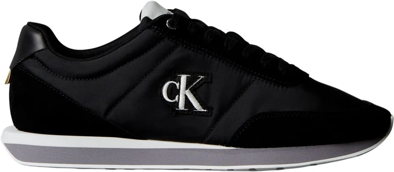 Calvin Klein Men's Retro Runner ESS Mix MAT YM0YM01361 Low Top, Black (Black/Stormfront/Vaporous White), 7