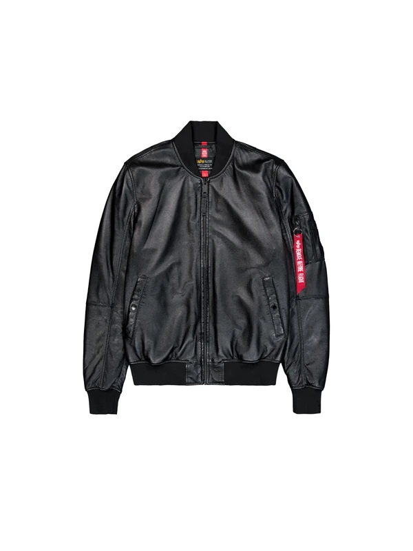 Alpha Industries Men's MA-1 Leather Jacket, Black, XL