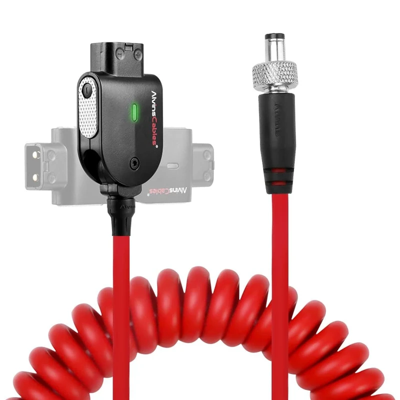 Alvin's Cables Smart Dtap to DC Cable for Atomos Ninja V, Ultra Flexible D-tap to 2.1 DC Right Angle Power Cable 2ft for Blackmagic Design Video Assist, SmallHD 702, for Feelworld FW568 Monitor, Red