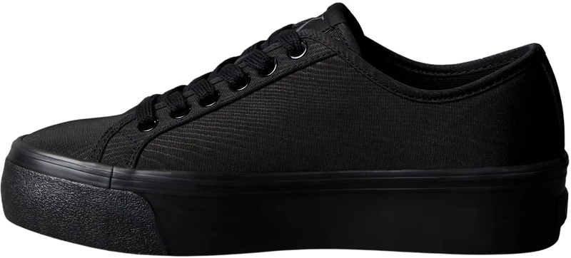 Calvin Klein Women's Vulc Flatform LACE UP Moire YW0YW02012 Low Top, Black (Triple Black), 6.5
