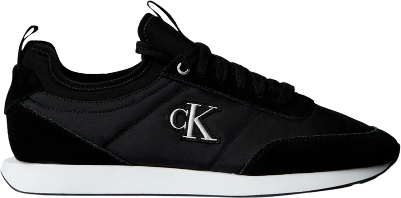 Calvin Klein Men's Retro Runner Sock Laceup Mix MAT YM0YM01414 Low Top, Black (Ck Black), 10