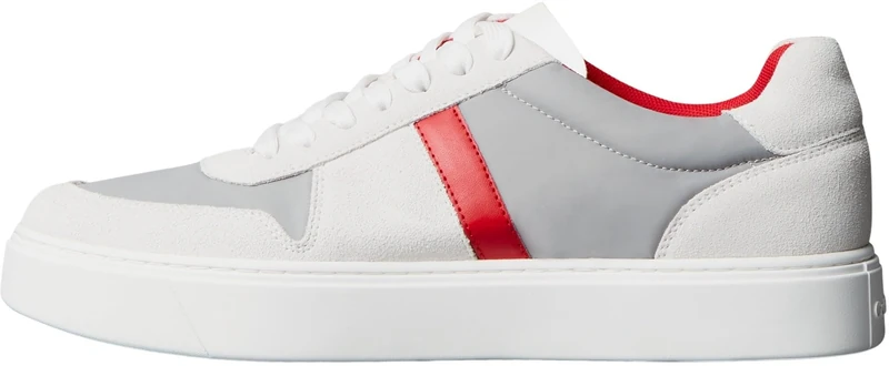 Calvin Klein Men's Classic Cups LACE Mix EMB Tongue YM0YM01395 Low Top, White (Taupe Smog/White/Adrenaline Rush), 6.5