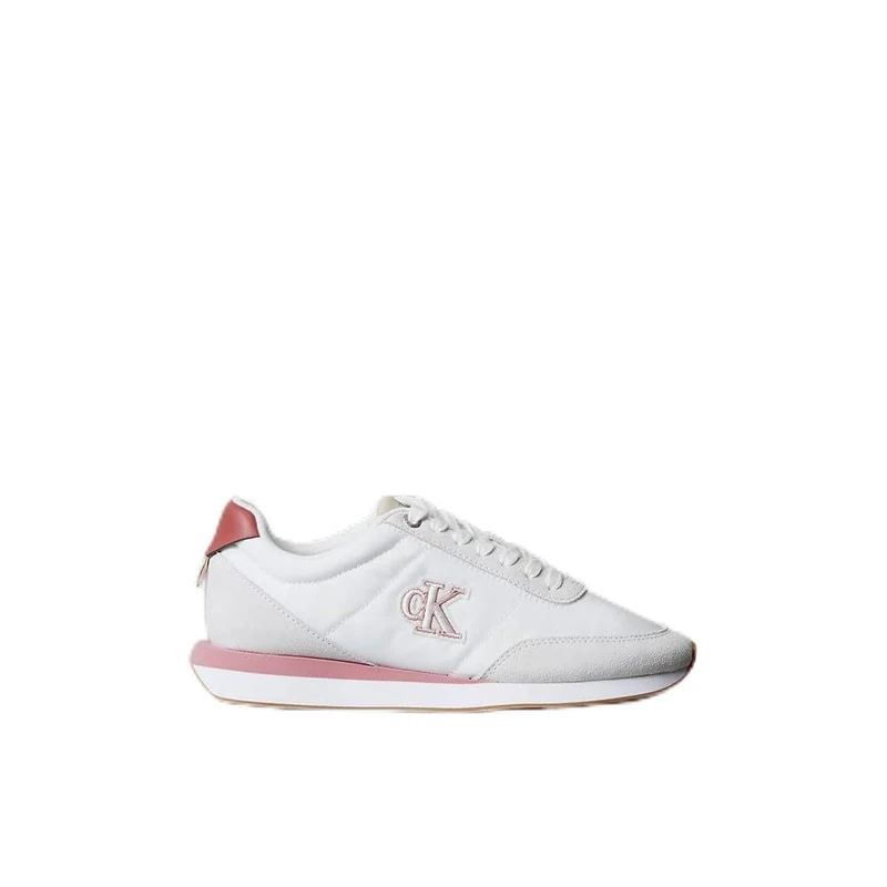 Calvin Klein Women's Retro Runner ESS Mix MAT YW0YW01990 Low Top, White (Bright White/Dusty Rose/Gum), 5
