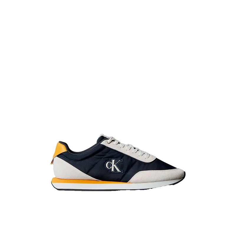 Calvin Klein Men's Retro Runner ESS Mix MAT YM0YM01361 Low Top, Blue (Vaporous White/Casual Blue/Cooling), 8