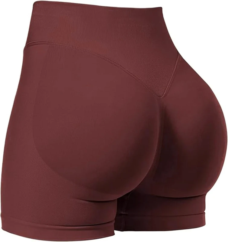SUNSESS Gym Shorts for Women Seamless Scrunch Butt Lifting Booty Yoga Workout Shorts 4.5" Tummy Control Cycling Shorts (UK, Alpha, M, Regular, Regular, Coffee)