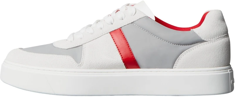 Calvin Klein Men's Classic Cups LACE Mix EMB Tongue YM0YM01395 Low Top, White (Taupe Smog/White/Adrenaline Rush), 10.5