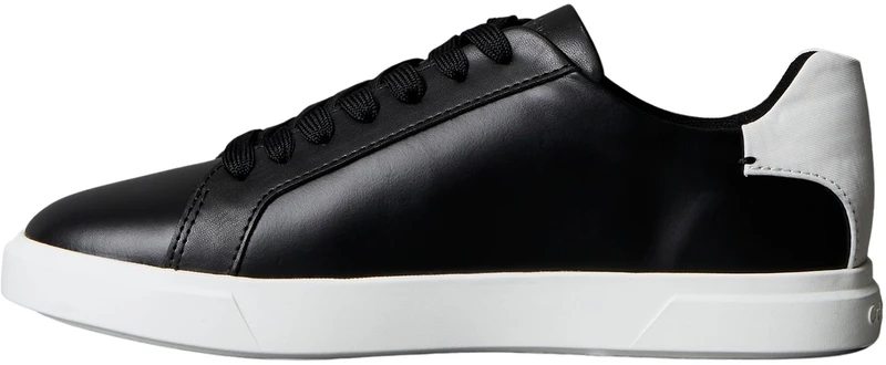 Calvin Klein Women's Cupsole Trainers Low Moire in Leather, Black (Black/Bright White), 8