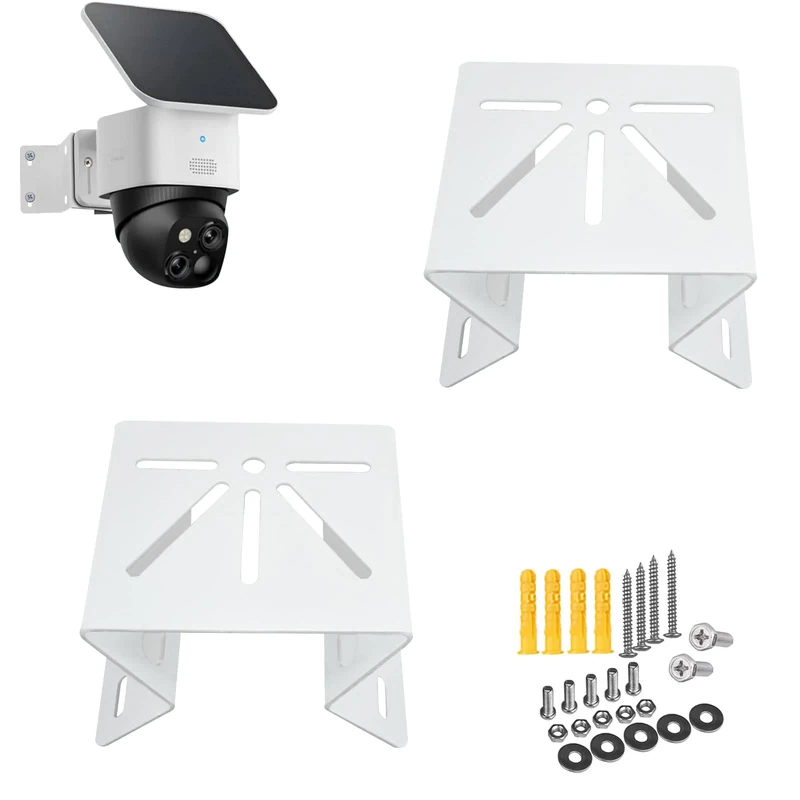 2 Pack Stainles Steel Corner Mount Bracket Compatible with Eufy SoloCam S340/ E30/ E42/ 4G LTE Cam S330, Exterior Outside Wall Mounting Bracket for PTZ Camera, Angle Mount Camera Holder Accessory