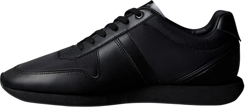 Calvin Klein Men's Retro Run LACE Mix EMB Tongue YM0YM01400 Low Top, Black (Triple Black), 8