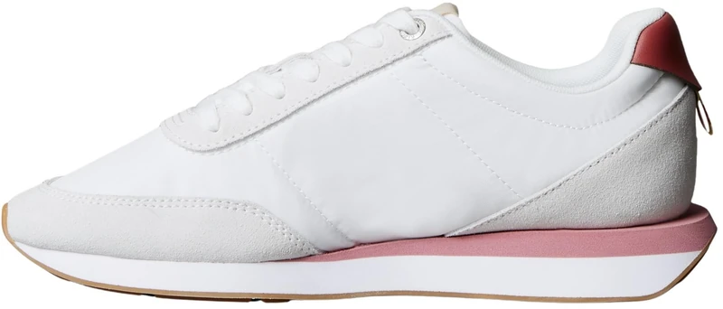 Calvin Klein Women's Retro Runner ESS Mix MAT YW0YW01990 Low Top, White (Bright White/Dusty Rose/Gum), 6