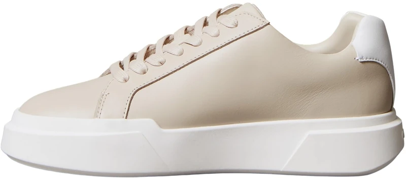 Calvin Klein Women's Chunky Cupsole Laceup LTH YW0YW01947 Low Top, Beige (Stony Beige/Bright White), 4