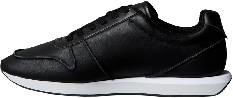 Calvin Klein Men's Retro Runner LACE UP LTH Pinch YM0YM01455 Low Top, Black (Black/Oyster/White), 9