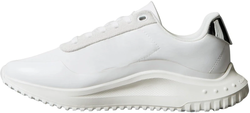 Calvin Klein Women's EVA Runner LACE UP MAT Mix YW0YW02016 Low Top, White (Bright White/Marshmellow/Silver), 6