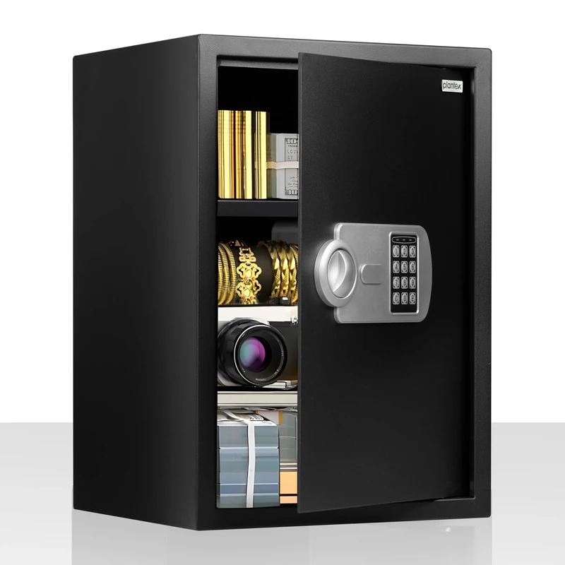 Plantex Safe Locker for Home/Hotel Safe Tijori Box/Electronic Safety Locker with Master & User Dual Code Access with Emergency Key/2 Years Warranty By Plantex - 56 Litre (Black)