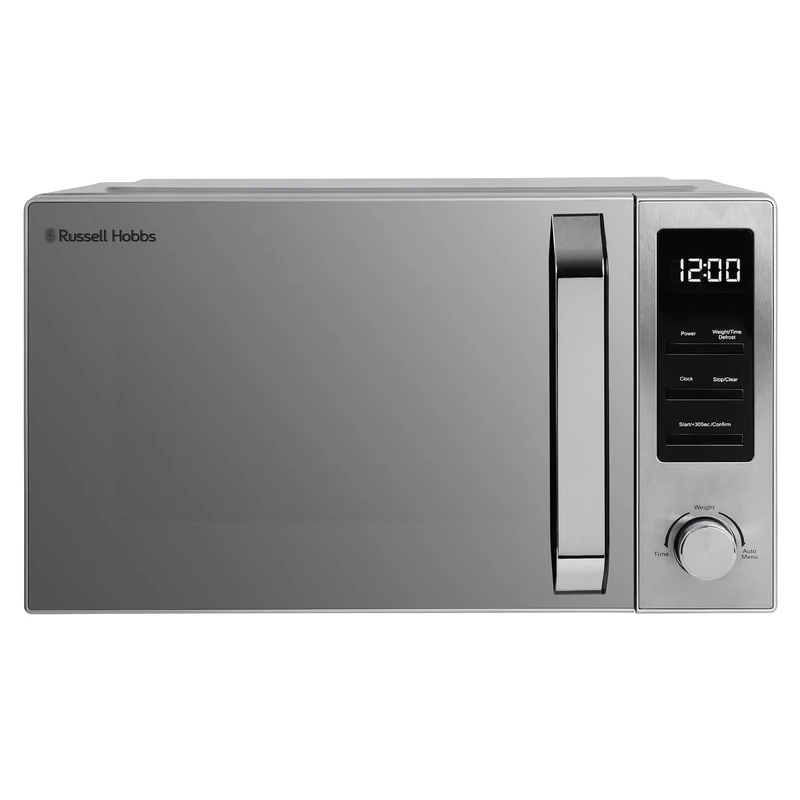 Russell Hobbs Digital Microwave 23 Litre 900W Stainless Steel with 8 Auto Cook Menus & Defrost Function, 5 Power Levels, Integrated Timer, Mirror Door & Easy Clean RHM2372SS