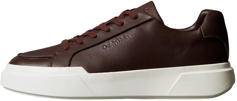 Calvin Klein Men's Cupsole Trainers Chunky Lace-up in Leather, Brown (Bordeaux/Vaporous/Granite Road), 8